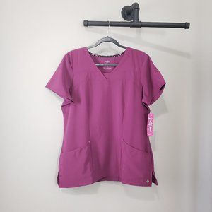 HeartSoul NWT Love Always Collection Contemporary Wine Scrub Top Large